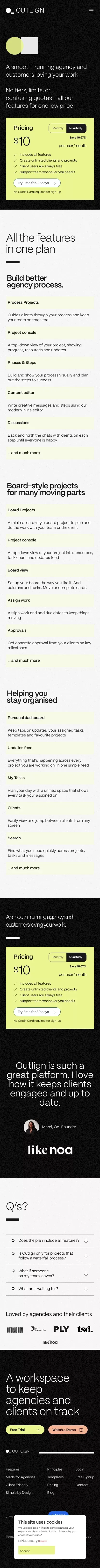 Pricing | Outlign mobile view