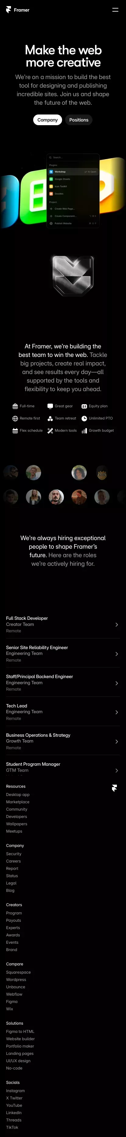 Careers: Make the web more creative mobile view