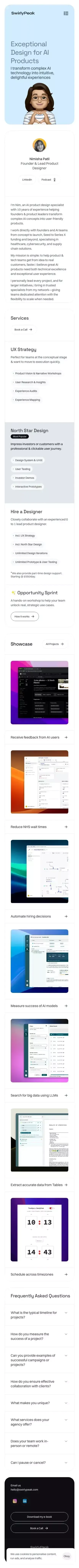 Swirly Peak | AI Product Design mobile view