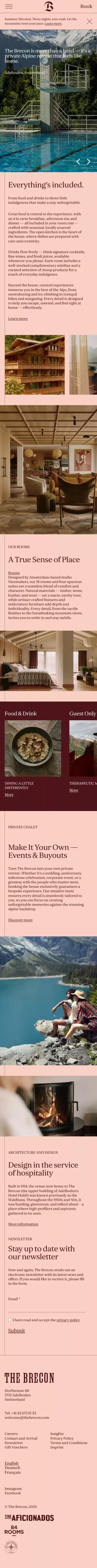 The Brecon – Luxury Hotel in the Swiss Alps mobile view