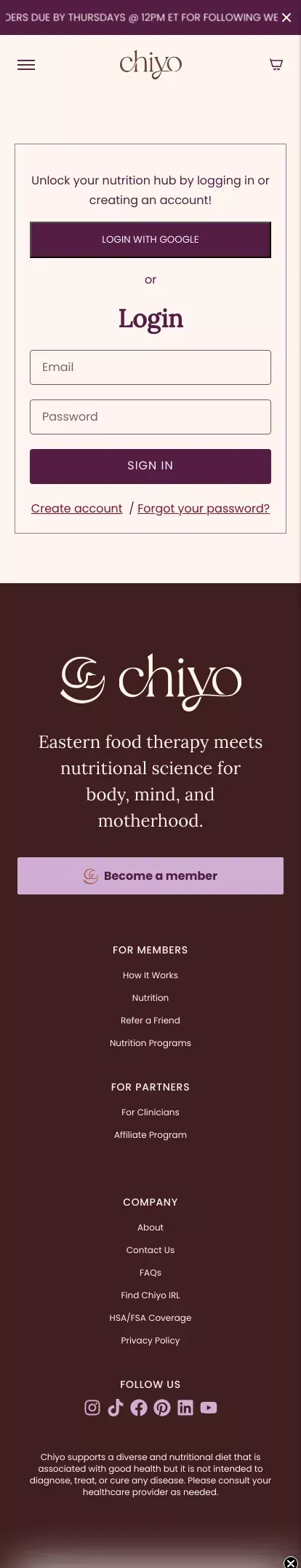 Account– Chiyo mobile view