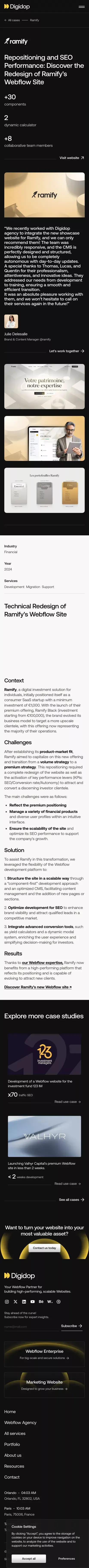 Digidop supports Ramify in the redesign of its Webflow website mobile view