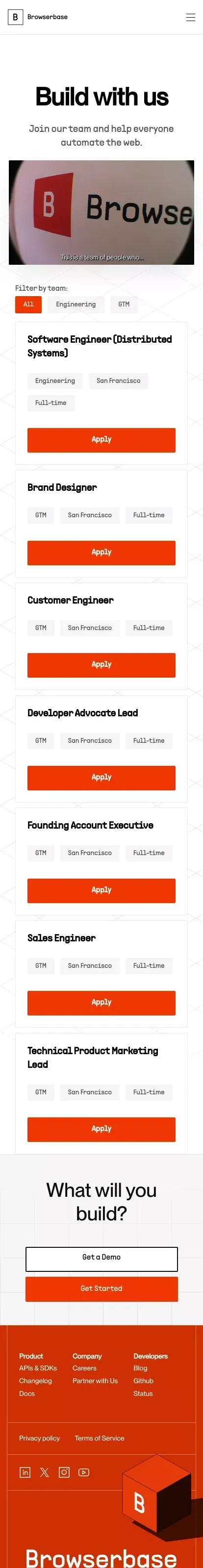 Browserbase | Careers mobile view