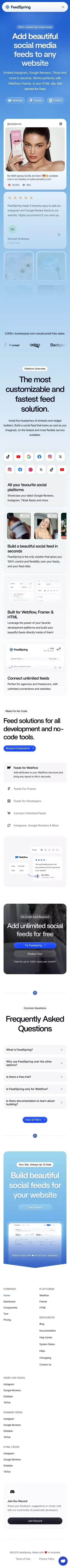 Social Feeds for Webflow, Framer, and HTML | FeedSpring mobile view