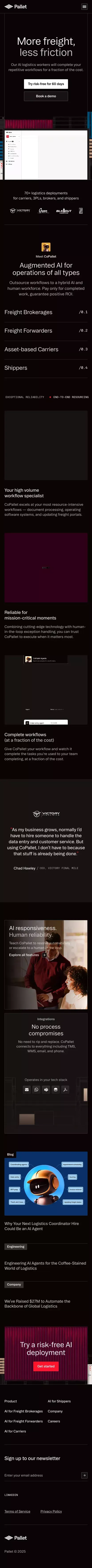 Pallet | AI Logistics Workforce mobile view
