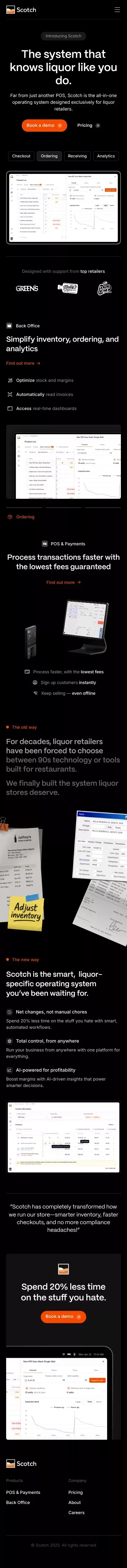 Scotch | POS, Back Office & eComm for Liquor Stores mobile view