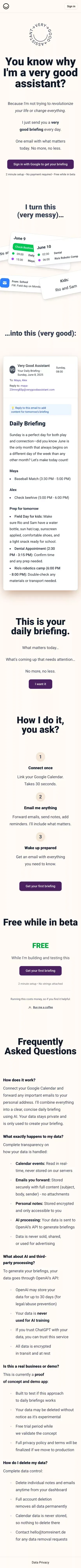 Very Good Assistant mobile view