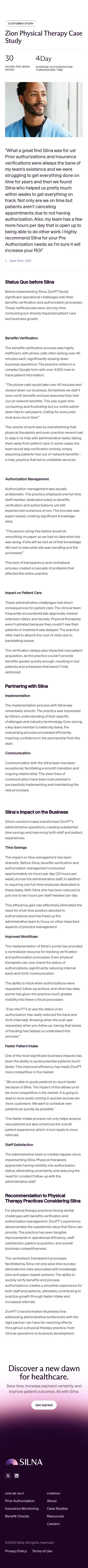 Zion Physical Therapy Case Study - Silna Health mobile view