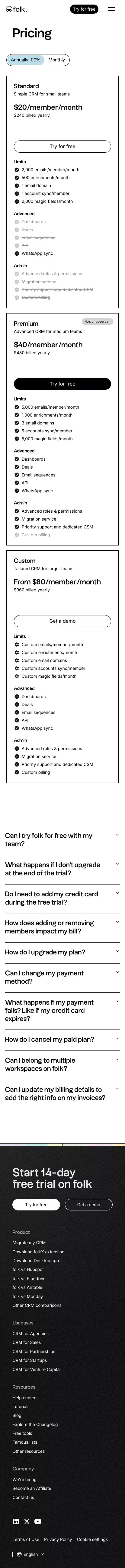 Try folk for free mobile view