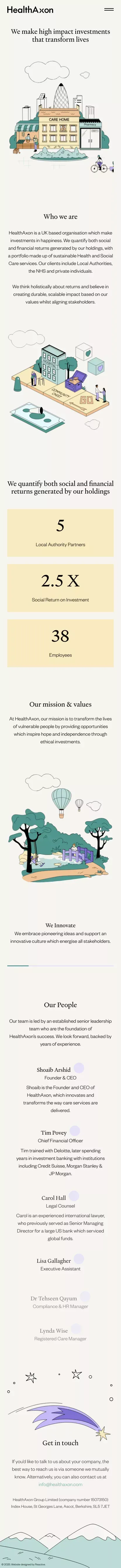 HealthAxon - We make high impact investments that transform lives mobile view