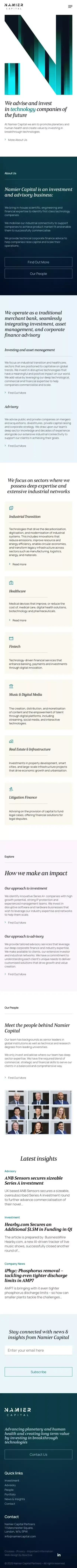 Namier Capital - Investing in technology companies of the future mobile view