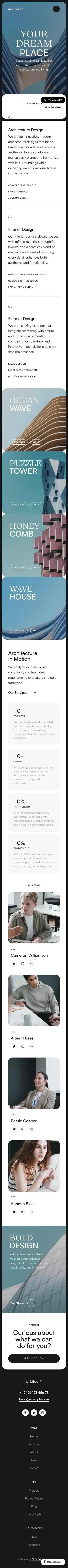 Arkitect - Architecture Framer Template mobile view