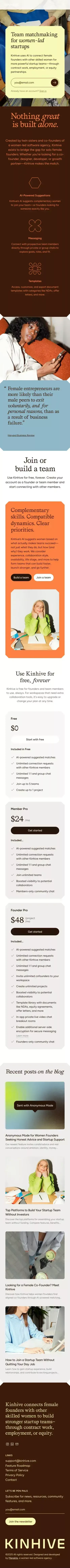 Female-Founder Team Matchmaking | Kinhive mobile view