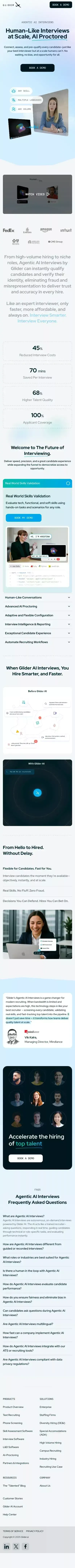 Discover Glider AI's Agentic AI Interviews mobile view