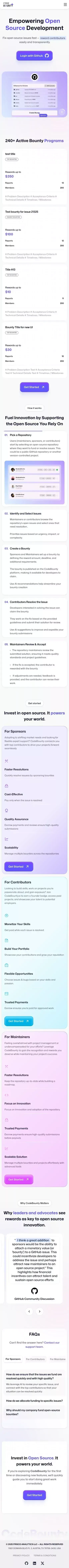 Code Bounty | Reward Open Source Contributors & Fix Issues Fast mobile view