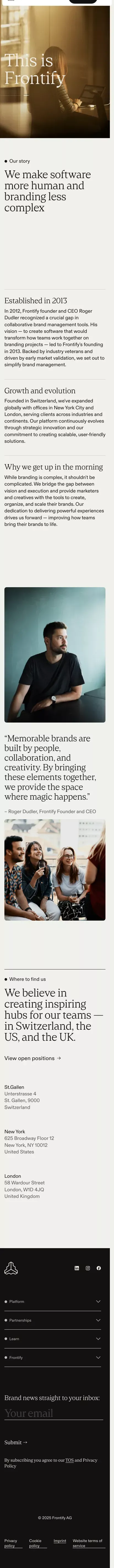About Us |  Frontify mobile view