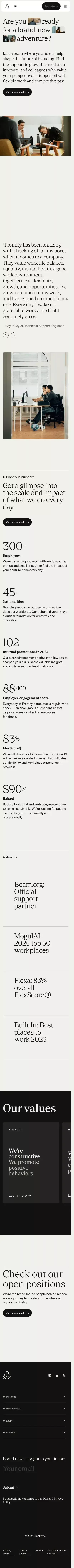 Careers | Frontify mobile view