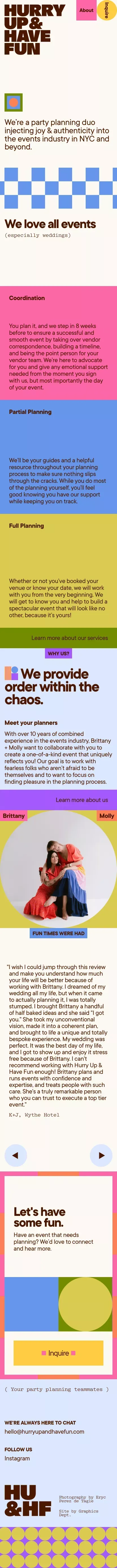 Hurry Up & Have Fun — Event Planning NYC mobile view