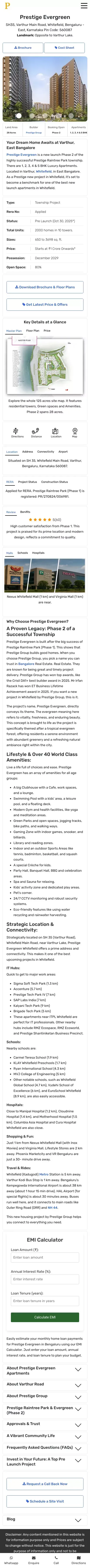 Prestige Evergreen: New Apartments in Whitefield, Bangalore mobile view