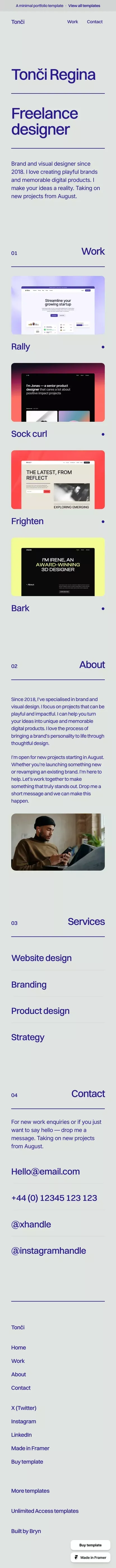 Accent - Portfolio Template for Framer mobile view