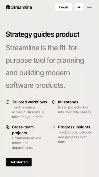 Streamline - Modern Next.js Template mobile view