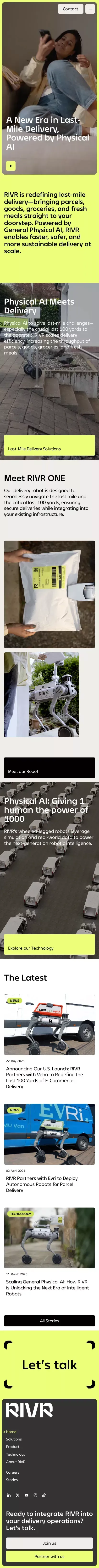 RIVR mobile view