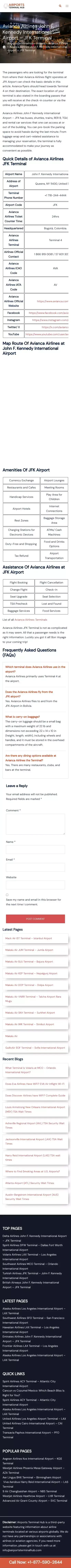 Avianca Airlines JFK Terminal - airportsterminalhub.com mobile view