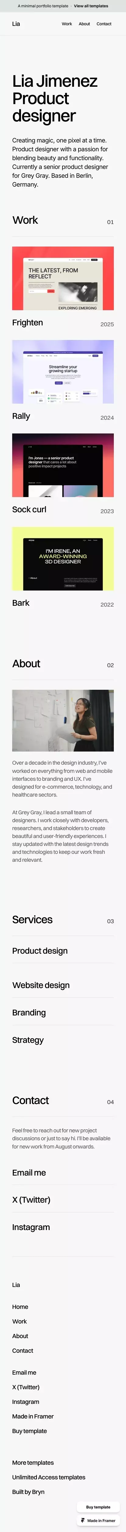 Format - Portfolio Template for Framer mobile view