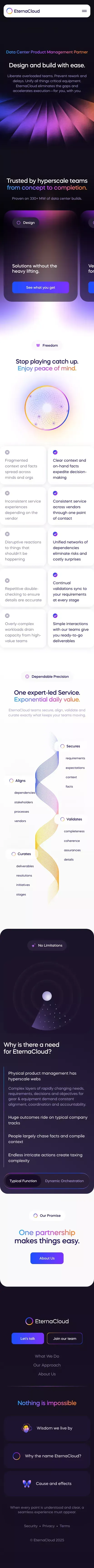 EternaCloud | Data Center Product Management Partner mobile view