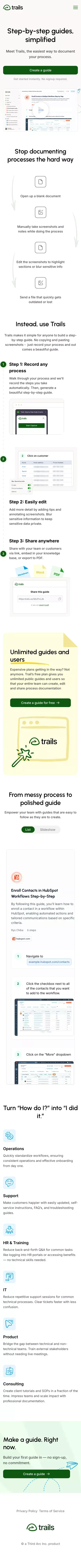 The Best Free Step-by-Step Guide Creator - Trails.so mobile view