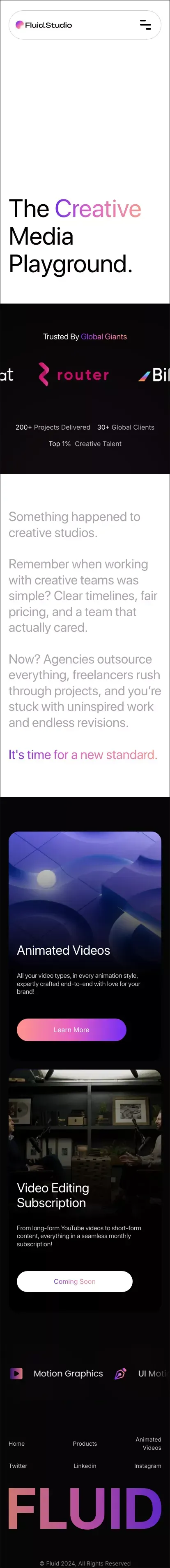 Fluid Studio mobile view
