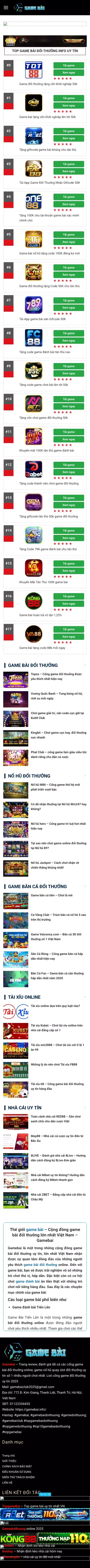 Top 10 Game Bài Đổi Thưởng INFO - Cộng Đồng Game Đánh Bài Uy Tín mobile view