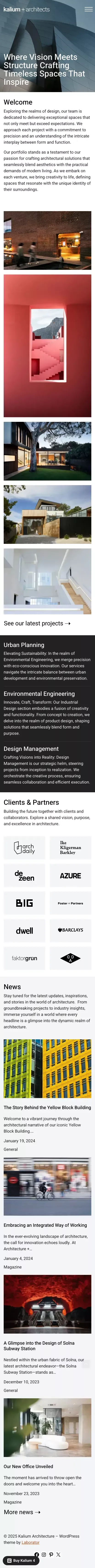 Home - Kalium Architecture mobile view