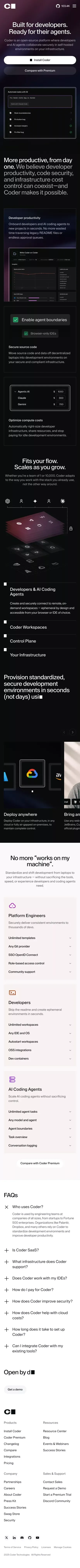 CDEs: Cloud Development Environments for Enterprise Developers | Coder mobile view