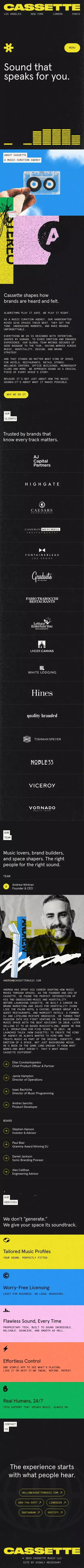 Cassette - A Music Curation Agency mobile view