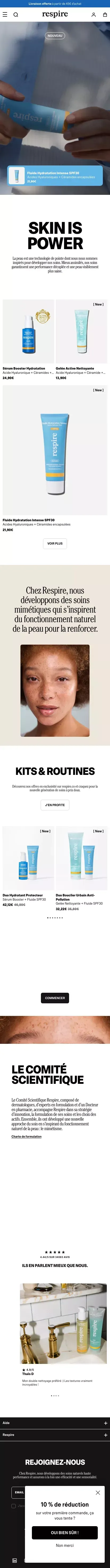 Respire | Soins mimÃ©tiques, naturels et haute performances mobile view