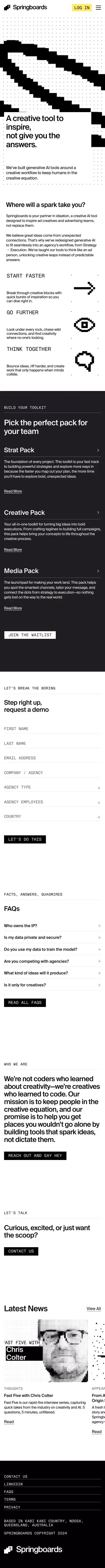 Springboards -  The Creative AI Tool for Agencies & Strategists mobile view