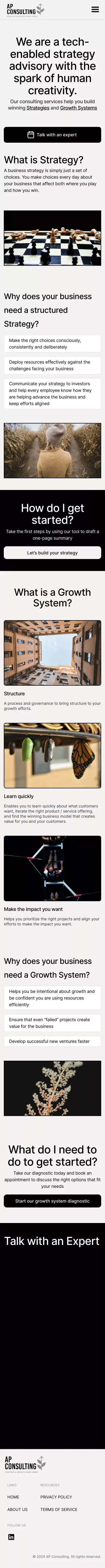 AP Consulting mobile view