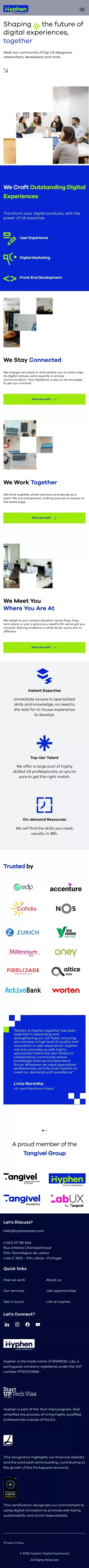 Hyphen - Digital Experience Creators mobile view