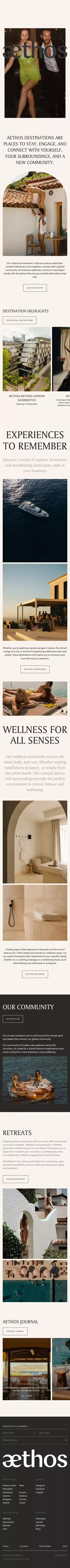 Aethos Hotels | Destinations for the Conscious mobile view