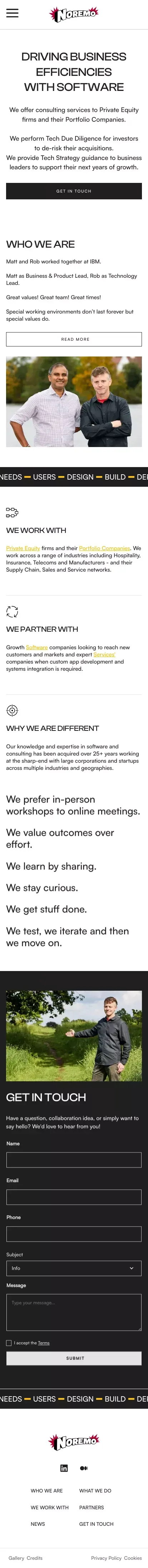 Noremo.uk - Consulting and technology firm mobile view