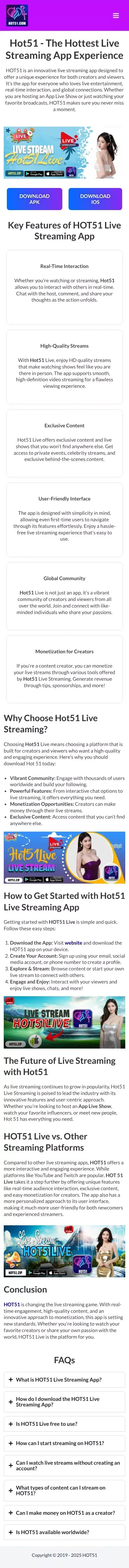 HOT51 - The Hottest App Hot Live Streaming Experience mobile view