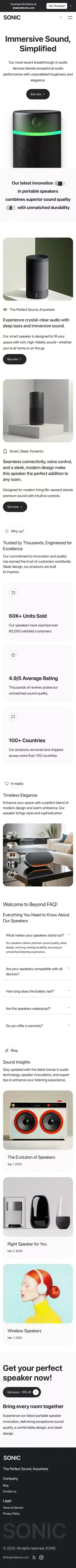 Sonic - Modern Next.js Template mobile view
