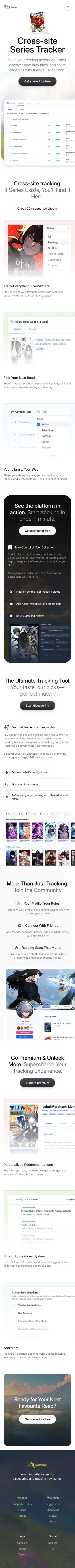 Kenmei | Cross-site manga tracker mobile view