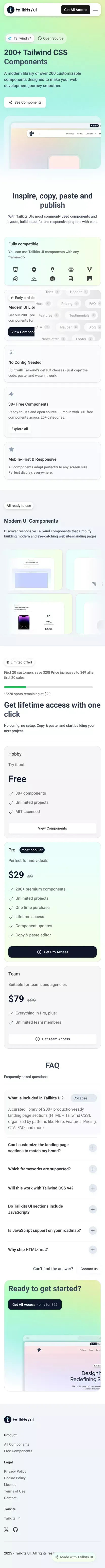 Ui | Tailkits mobile view