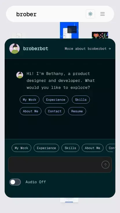 Bethany Robertson- Designer & Developer mobile view