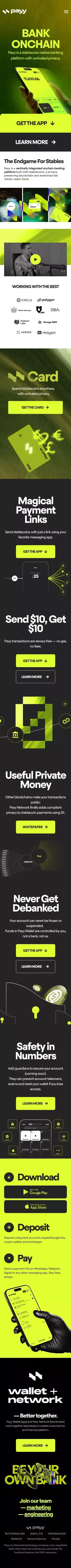 Payy - Bank onchain with stablecoins mobile view