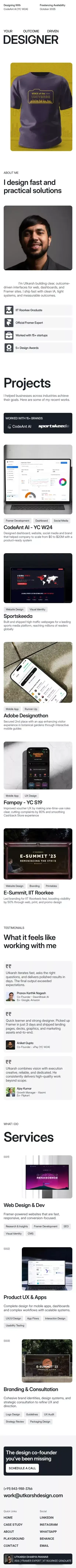 Utkarsh Dhairya Panwar - UX Designer | Framer Expert | IIT Roorkee mobile view