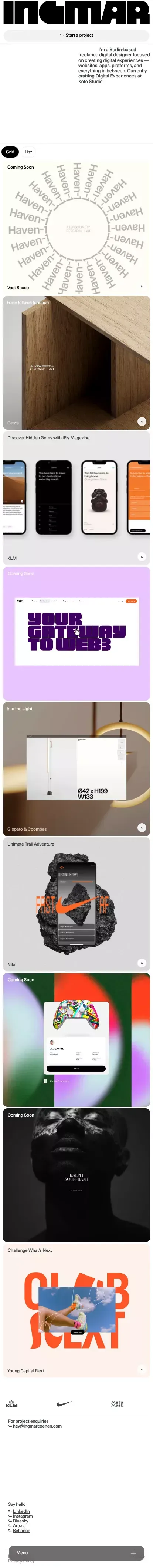 Ingmar Coenen - Digital Design Portfolio mobile view