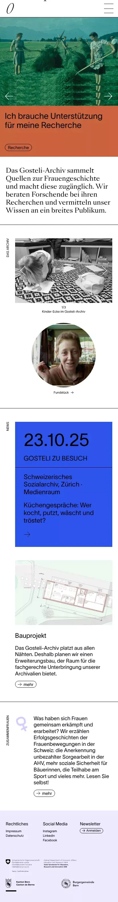 Gosteli-Archiv mobile view